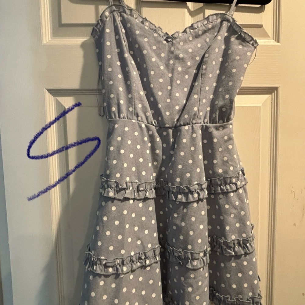 Elegant Blue Polka Dot Mini Dress